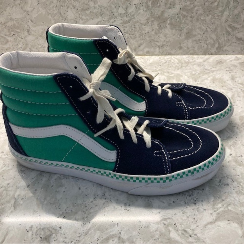 Vans SK8-Hi Hi Top Suede Sneaker Off The Mens Bright Navy/ Teal Skate M 6